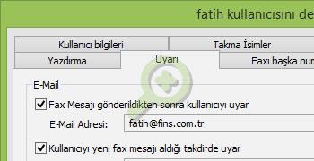 Faksları maile yönlendirme ekranı