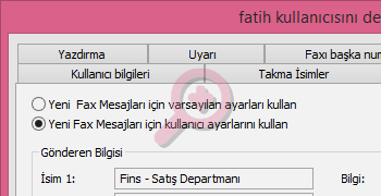 Kullanıcı bazlı faks başlığı düzeni