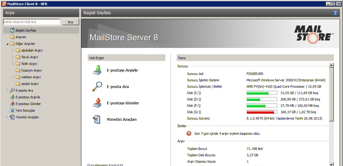 MailStore Ana Ekran